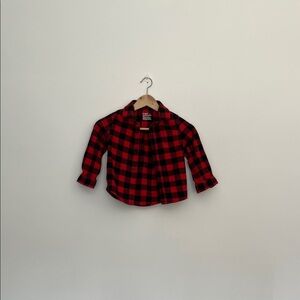 cat & jack, size 4T red and black plaid flannel button down